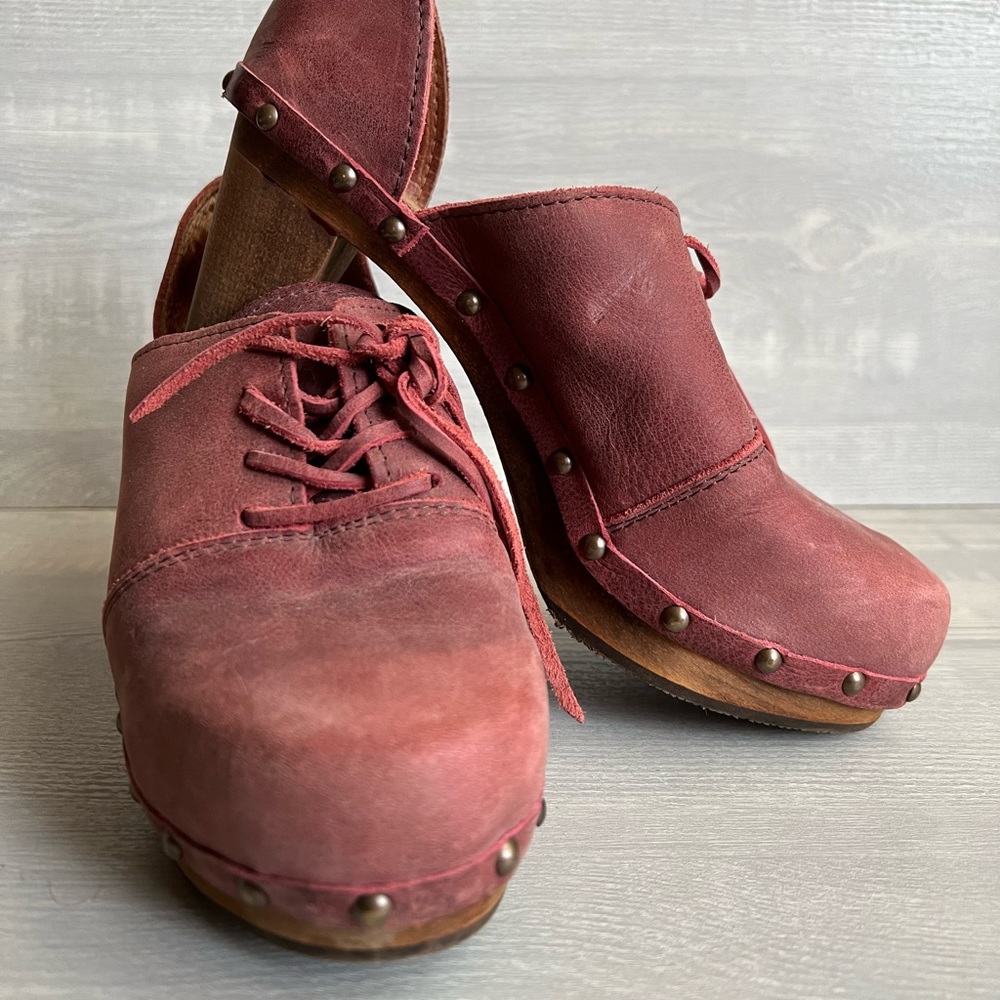 Sanita Theodora danish clog heels in wine leather size 38